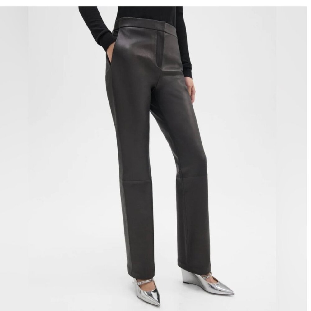 ***SOLD***Theory Slim-Straight pant in buttery soft lamb leather $995 NWT Size 6